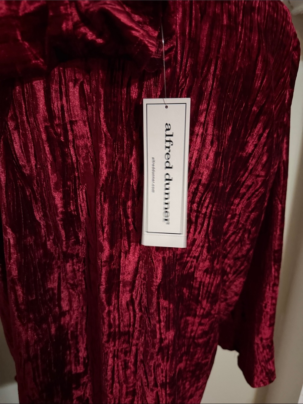 Alfred Dunner Crushed Velvet Tunic Top - Wine - Picture 5 of 7